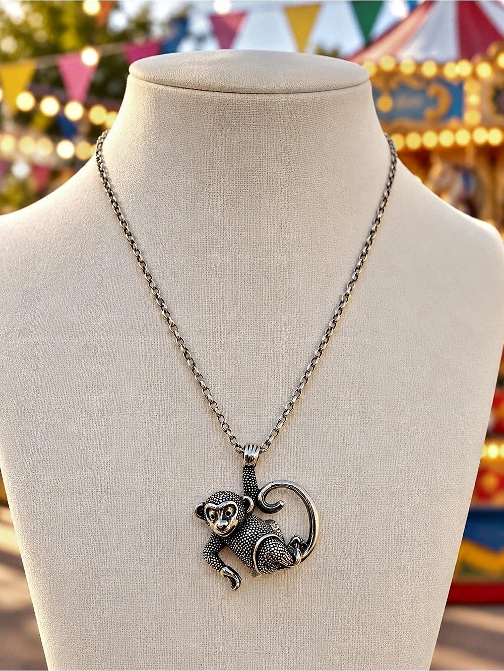 Brighton Monkeying Around Collectible Pendant Necklace Silver Plated 18-20IN NWT